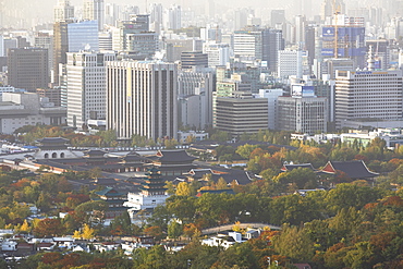 Gyeongbokgung Palace and skyline, Seoul, South Korea, Asia