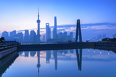 Skyline of Pudong at dawn, Shanghai, China, Asia