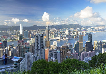 Man at Lion Pavilion on Victoria Peak, Hong Kong, China, Asia