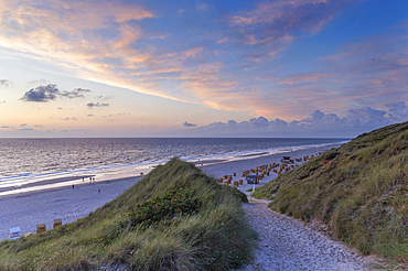 Wenningstedt beach at sunset, Sylt, Schleswig Holstein, Germany, Europe