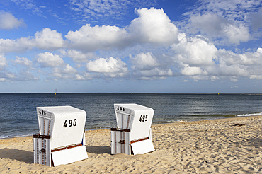 Deckchairs on Hornum beach, Sylt, Schleswig Holstein, Germany, Europe