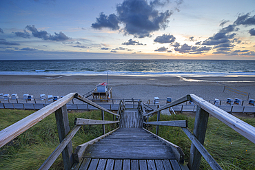 Westerland beach at sunset, Sylt, Schleswig Holstein, Germany, Europe