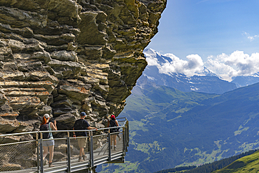 People on First Cliff Walk, First, Jungfrau Region, Bernese Oberland, Switzerland