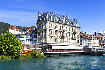 Hotel on Aare River, Thun, Canton of Bern, Switzerland