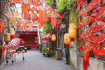 Chinese decorations in Kwai Chai Hong alleyway, Chinatown, Kuala Lumpur, Selangor, Malaysia