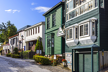 Wooden houses, Motomachi, Hakodate, Hokkaido, Japan