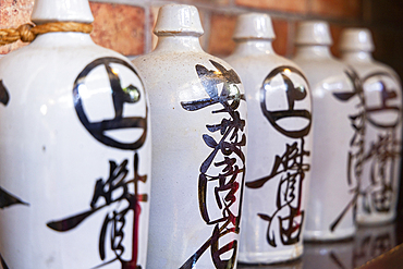 Jars for fermentation inside Ando Fermenting House, Kakunodate, Akita, Japan