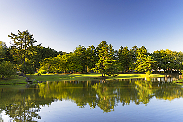 Pond of Kanjizaio-in Ato temple (UNESCO World Heritage Site), Hiraizumi, Iwate, Japan