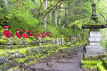 Stone statues (jizo) along Kanmangafuchi Abyss, Nikko, Tochigi, Japan