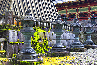 Stone lanterns of Mausoleum of Iemitsu at Rinnoji Temple (UNESCO World Heritage Site), Nikko, Tochigi, Japan