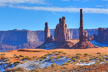 Totem Pole and Yei Bi Chei, Monument Valley Navajo Tribal Park, Utah, United States of America, North America