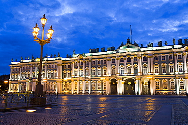 Evening view of State Hermitage Museum (Winter Palace), UNESCO World Heritage Site, St. Petersburg, Russia, Europe