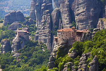 Holy Monastery of Rousanou in the foreground, Meteora, UNESCO World Heritage Site, Thessaly, Greece, Europe