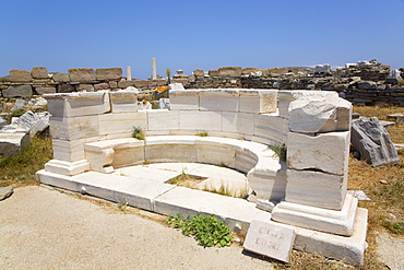 The Exedra near the Sacred Way, Delos Island, UNESCO World Heritage Site, Cyclades Group, Greek Islands, Greece, Europe