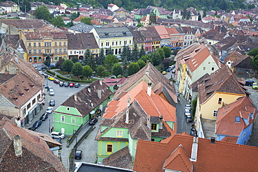 Overview, Sighisoara, UNESCO World Heritage Site, Mures County, Transylvania Region, Romania, Europe