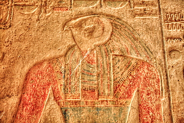 The God Horus, Bas Relief, Beit al-Wali Temple, Kalabsha, UNESCO World Heritage Site, near Aswan, Nubia, Egypt, North Africa, Africa