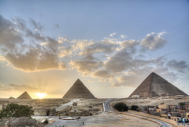 Sunset, Great Pyramids of Giza, UNESCO World Heritage Site, Giza, Egypt, North Africa, Africa