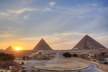 Sunset, Great Pyramids of Giza, UNESCO World Heritage Site, Giza, Egypt, North Africa, Africa