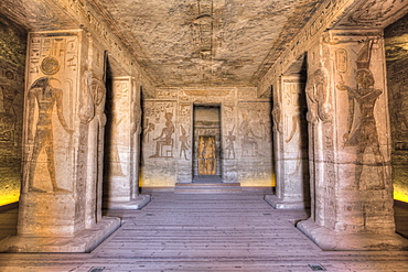 Hypostyle Hall, Temple of Hathor and Nefertari, UNESCO World Heritage Site, Abu Simbel, Nubia, Egypt, North Africa, Africa