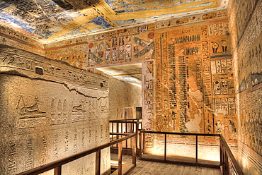 Sarcophagus in Burial Chamber, Tomb of Ramses IV, KV2, Valley of the Kings, UNESCO World Heritage Site, Luxor, Thebes, Egypt, North Africa, Africa