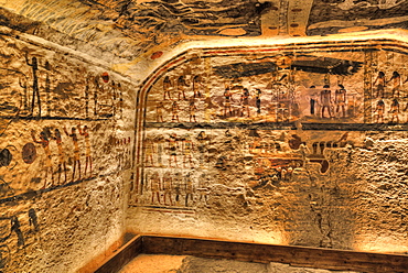 Frescoes, Burial Chamber, Tomb of Ramses IX, KV6, Valley of the Kings, UNESCO World Heritage Site, Luxor, Thebes, Egypt, North Africa, Africa