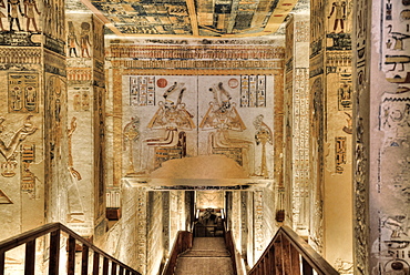 Hallway to Burial Chamber, Tomb of Ramses V and VI, KV9, Valley of the Kings, UNESCO World Heritage Site, Luxor, Thebes, Egypt, North Africa, Africa