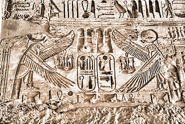 Relief of Vultures, Temple of Ramses III, Karnak Temple Complex, UNESCO World Heritage Site, Luxor, Thebes, Egypt, North Africa, Africa