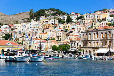 Gialos Harbor, Symi (Simi) Island, Dodecanese Island Group, Greek Islands, Greece, Europe