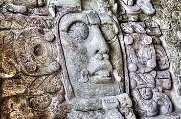 Kinich Ahau, Stone Sun Faces, Mayan Ruins, Kohunlich Archaeological Zone, Quintana Roo, Mexico, North America