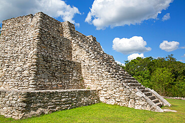 Crematorium Pyramid, Mayan Ruins, Mayapan Archaeological Zone, Yucatan State, Mexico, North America