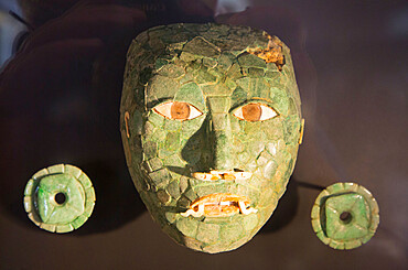 Jade Mask, 600-800 AD, from Calakmul Archaeological Zone, Museum, Fort San Jose, Campeche, State of Campeche, Mexico, North America