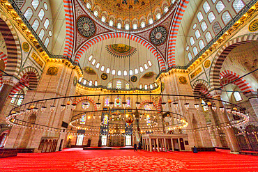 Interior, Suleymaniye Mosque, dating from 1550, UNESCO World Heritage Site, Istanbul, Turkey, Europe