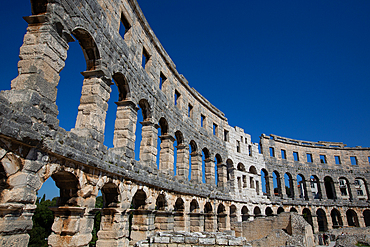 Pula Arena, Roman Amphitheater, constructed between 27 BC and 68 AD, Pula, Croatia, Europe