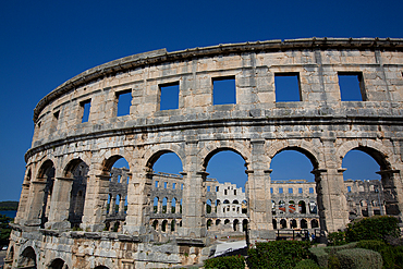 Pula Arena, Roman Amphitheater, constructed between 27 BC and 68 AD, Pula, Croatia, Europe