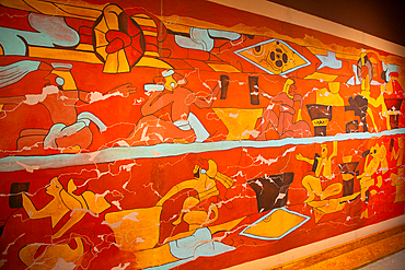 Mural of Drinkers, 200 AD, Replica, Museo de Sitio de Cholula, Cholula, State of Puebla, Mexico, North America