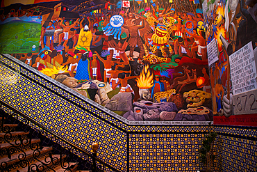 Interior, Municipal Palace, 17th century, with Frescoes, Atlixco, Pueblos Magicos, Puebla State, Mexico, North America