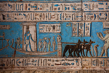 Ceiling Reliefs, Vestibule, Temple of Hathor, Dendera, Qena, Egypt, North Africa, Africa