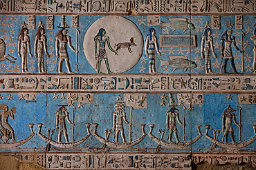 Ceiling Reliefs, Vestibule, Temple of Hathor, Dendera, Qena, Egypt, North Africa, Africa