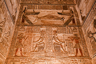 Reliefs, Sanctuary, Temple of Hathor, Dendera, Qena, Egypt, North Africa, Africa