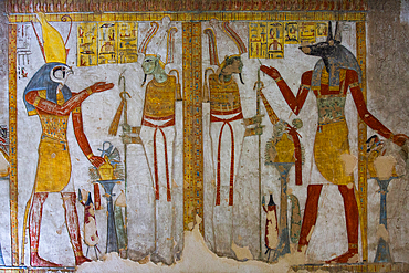 Reliefs, Tomb of Tausert and Setnakht, KV14, Valley of the Kings, Ancient Thebes, UNESCO World Heritage Site, Luxor, Egypt, North Africa, Africa