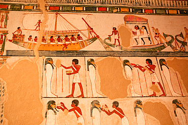 Wall Paintings, Tomb of Menna, TT69, Tombs of the Nobles, Ancient Thebes, UNESCO World Heritage Site, Luxor, Egypt, North Africa, Africa