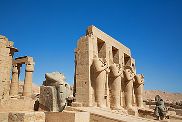 Lower Section, Colossus of Ramesses II, Ramesseum, Memorial Temple of Pharaoh Ramesses II,13th century BC, Ancient Thebes, UNESCO World Heritage Site, Luxor, Egypt, North Africa, Africa