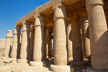 Columns, Hypostyle Hall, Ramesseum, Memorial Temple of Pharaoh Ramesses II, 13th century BC, Ancient Thebes, UNESCO World Heritage Site, Luxor, Egypt, North Africa, Africa