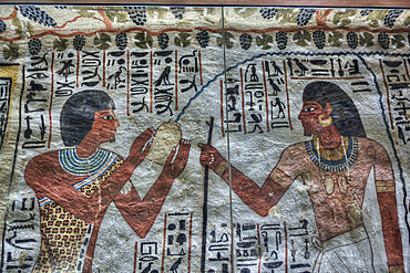 Sennefer on right receivng a Ritual, Tomb of Sennefer, TT96, Tombs of the Nobles, Ancient Thebes, UNESCO World Heritage Site, Luxor, Egypt, North Africa, Africa