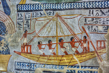 Image of the Voyage to Abydos, Tomb of Sennefer, TT96, Tombs of the Nobles, Ancient Thebes, UNESCO World Heritage Site, Luxor, Egypt