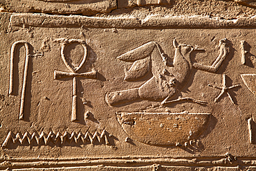 Image of Ankh with other Bas Relief, Luxor Temple, UNESCO World Heritage Site, Luxor, Egypt, North Africa, Africa