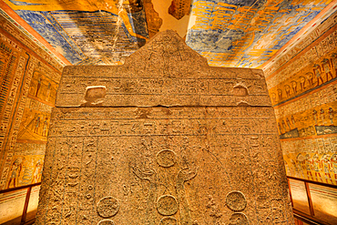 Sarcophagus, Burial Chamber, Tomb of Rameses IV, KV2, Valley of the Kings, Ancient Thebes, UNESCO World Heritage Site, Luxor, Egypt, North Africa, Africa