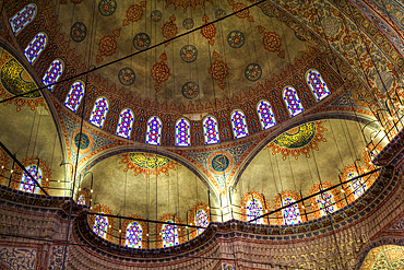 Ceiling and Walls, Interior, Blue Mosque (Sultan Ahmed Mosque), 1609, UNESCO World Heritage Site, Sultanahmet, Istanbul, Turkey, Europe