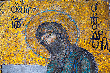 Image of John the Baptist, Deesis Mosaic of Christ, Interior, Hagia Sophia Grand Mosque, 537 AD, UNESCO World Heritage Site, Sultanahmet, Istanbul, Turkey, Europe