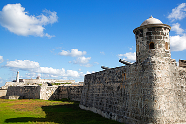 Castillo Del San Salvador (foreground), Castillo Morro (background), Havana Old Town, Havana, Cuba